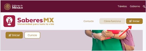 Botón Iniciar Dentro Del Sitio Web de Saberes