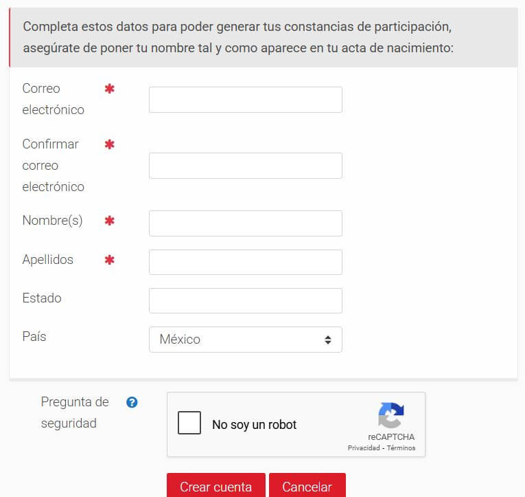 Correo Electrónico y Demás Información Para el Registro