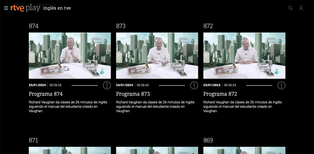Vídeos de Inglés en la televisión española